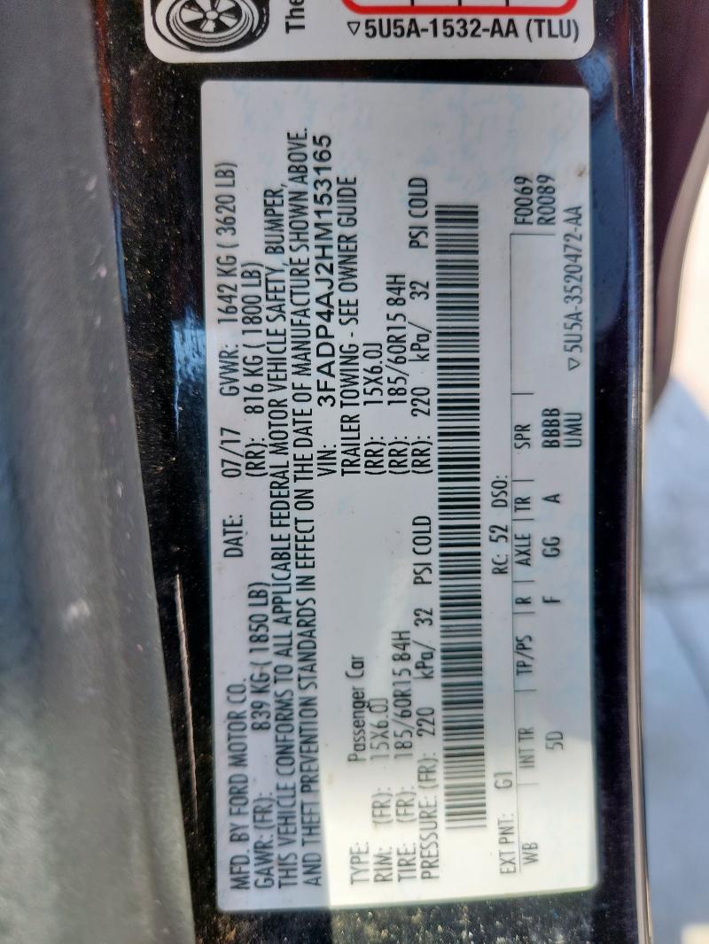 2017 FORD FIESTA S 3FADP4AJ2HM153165