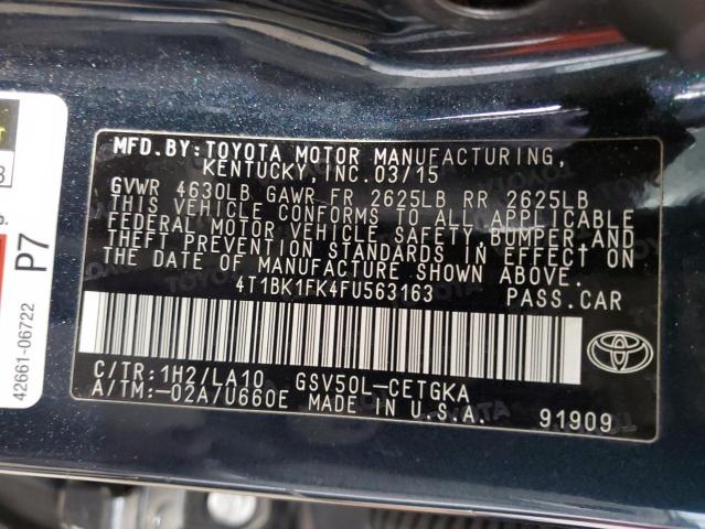 2015 TOYOTA CAMRY XSE 4T1BK1FK4FU563163