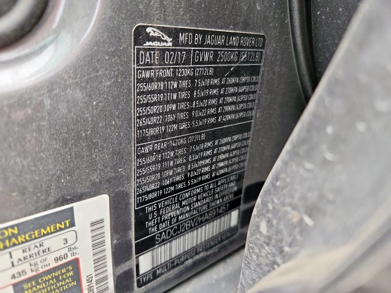 2017 JAGUAR F-PACE PRE SADCJ2BV2HA891451