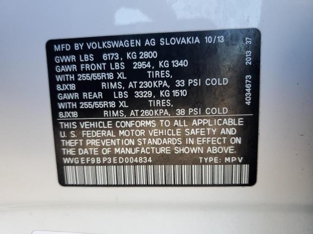 2014 VOLKSWAGEN TOUAREG V6 - WVGEF9BP3ED004834