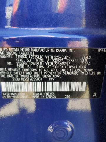 2015 TOYOTA RAV4 LE 2T3BFREV5FW235031