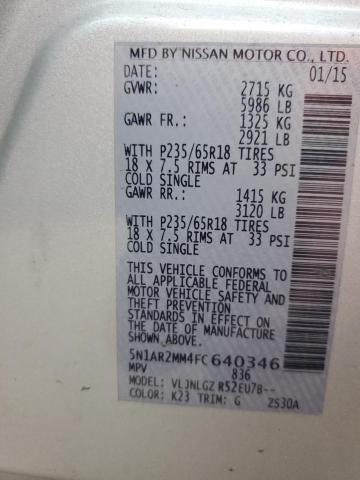 2015 NISSAN PATHFINDER S 5N1AR2MM4FC640346