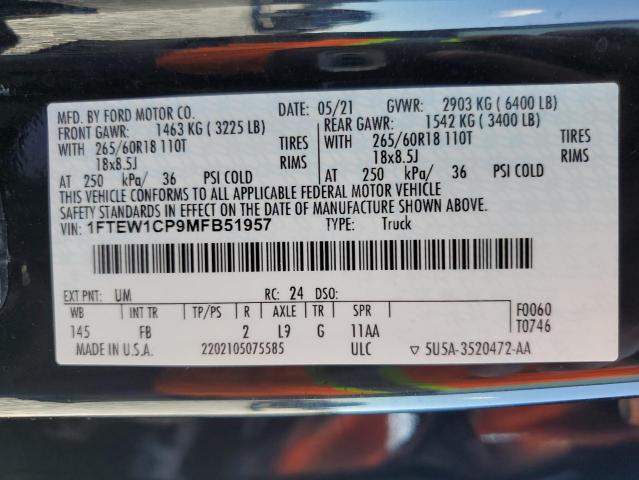 2021 FORD F150 SUPERCREW - 1FTEW1CP9MFB51957
