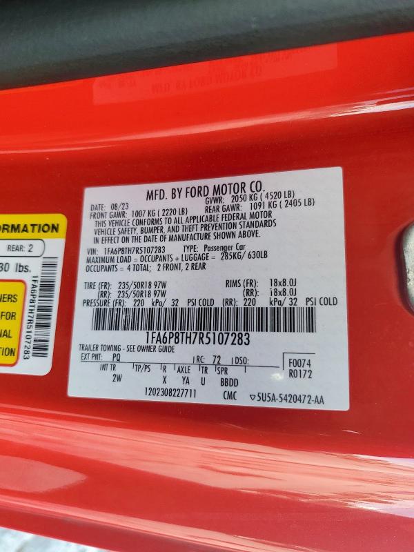 2024 FORD MUSTANG 1FA6P8TH7R5107283