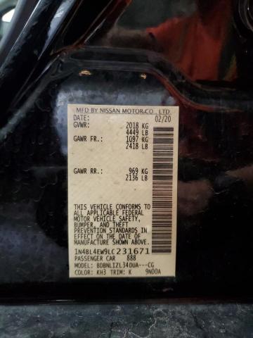 2020 NISSAN ALTIMA SL 1N4BL4EW9LC231671
