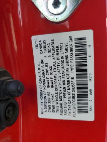 2016 HONDA CIVIC EX - 2HGFC3B31GH358516
