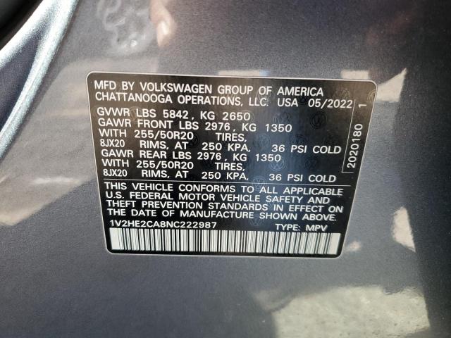 2022 VOLKSWAGEN ATLAS CROSS SPORT SE 1V2HE2CA8NC222987