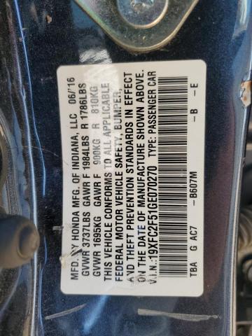 2016 HONDA CIVIC LX 19XFC2F51GE070270