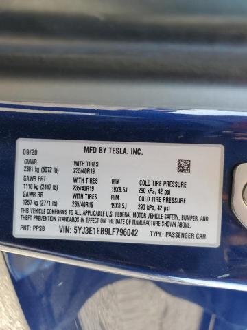 2020 TESLA MODEL 3 5YJ3E1EB9LF796042