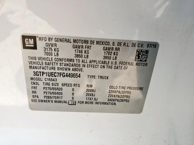 2015 GMC SIERRA C15 3GTP1UEC7FG449654