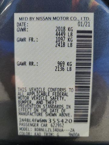 2021 NISSAN ALTIMA PLA 1N4BL4FW6MN355420