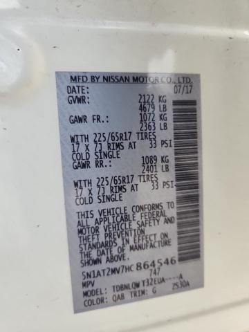 2017 NISSAN ROGUE SV 5N1AT2MV7HC864546