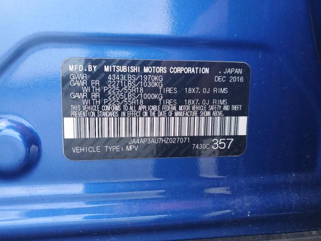 2017 MITSUBISHI OUTLANDER JA4AP3AU7HZ027071