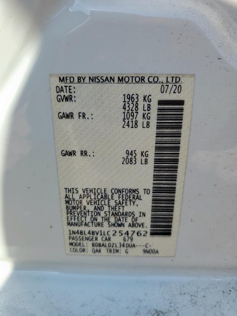 2020 NISSAN ALTIMA S 1N4BL4BV1LC254762