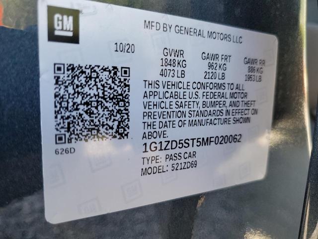 2021 CHEVROLET MALIBU LT 1G1ZD5ST5MF020062
