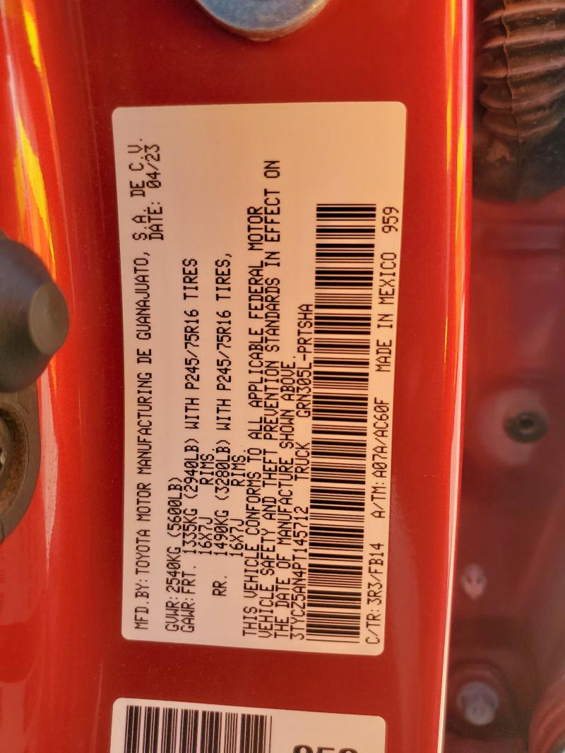 2023 TOYOTA TACOMA DOU 3TYCZ5AN4PT145712