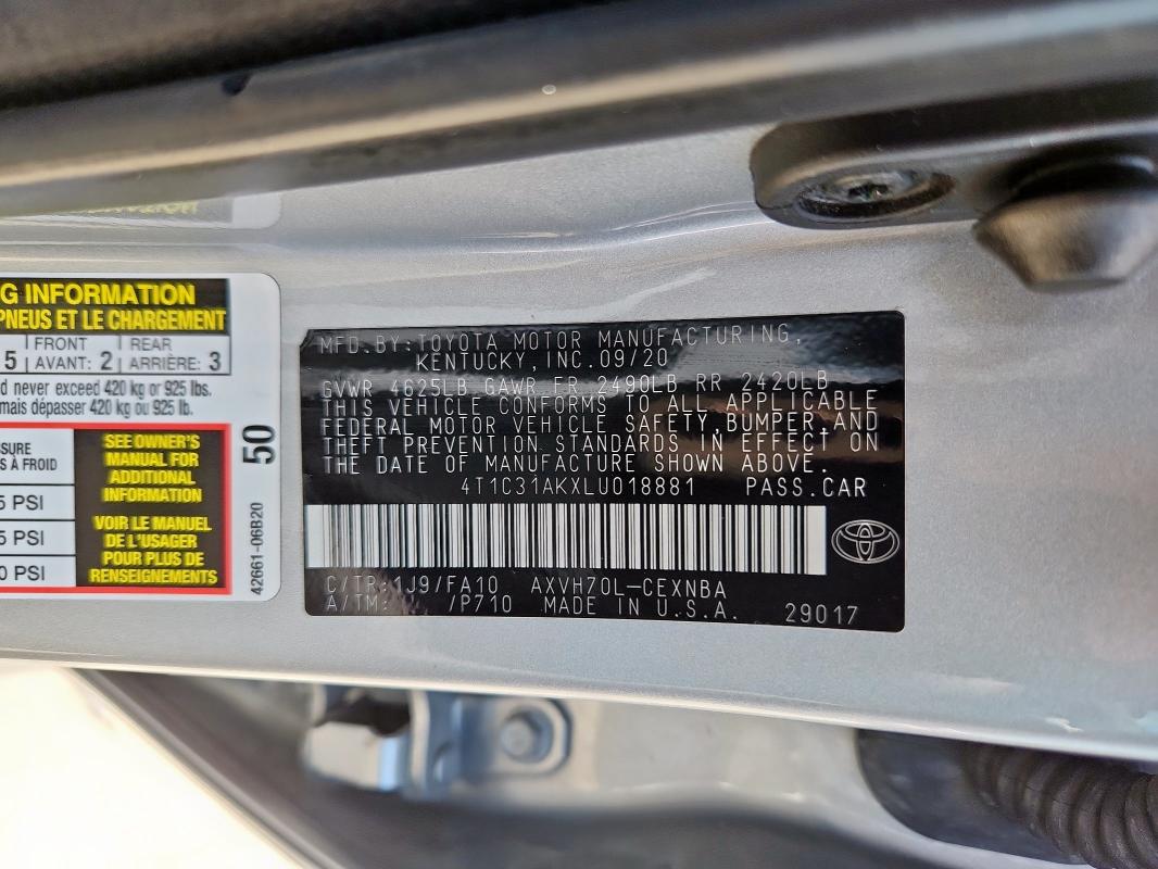 2020 TOYOTA CAMRY LE - 4T1C31AKXLU018881