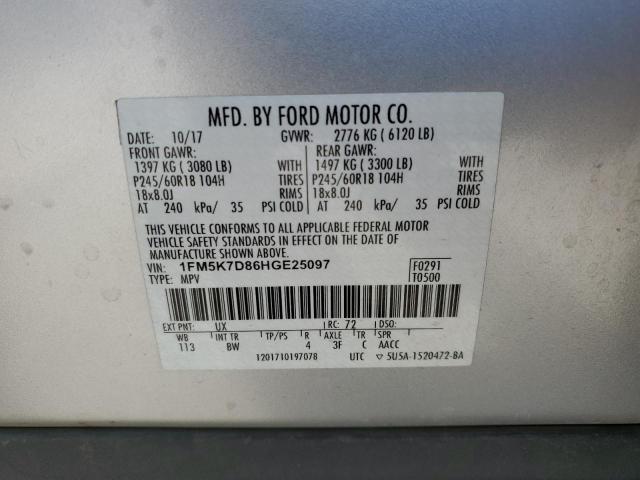 2017 FORD EXPLORER X 1FM5K7D86HGE25097