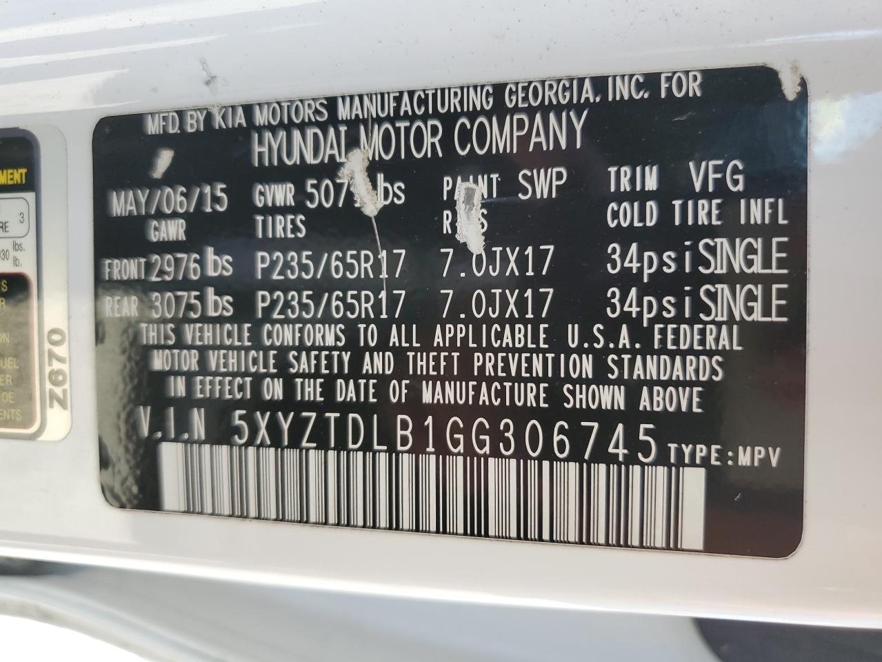 Lot #3304501548 2016 HYUNDAI SANTA FE SPORT