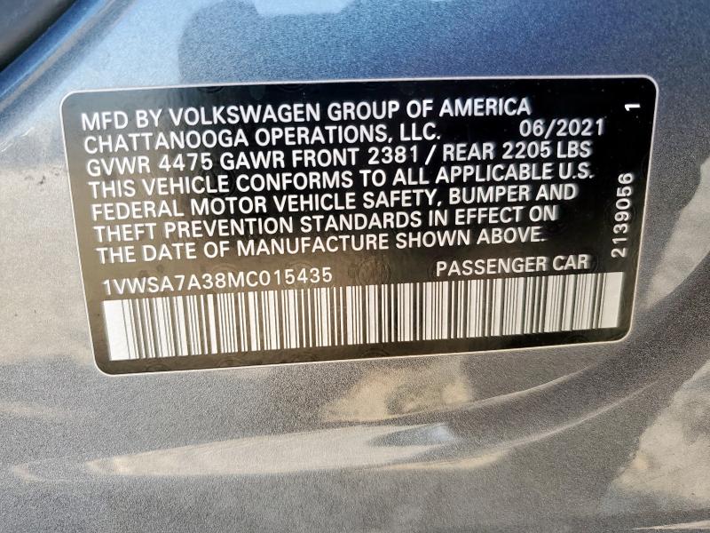 2021 VOLKSWAGEN PASSAT SE 1VWSA7A38MC015435