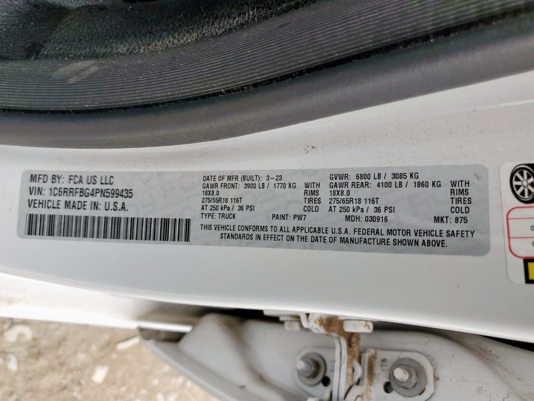 2023 RAM 1500 BIG H 1C6RRFBG4PN599435