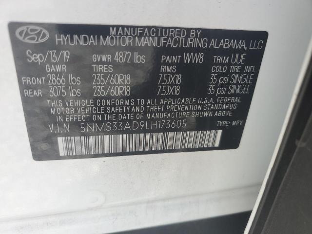 2020 HYUNDAI SANTA FE SEL 5NMS33AD9LH173605