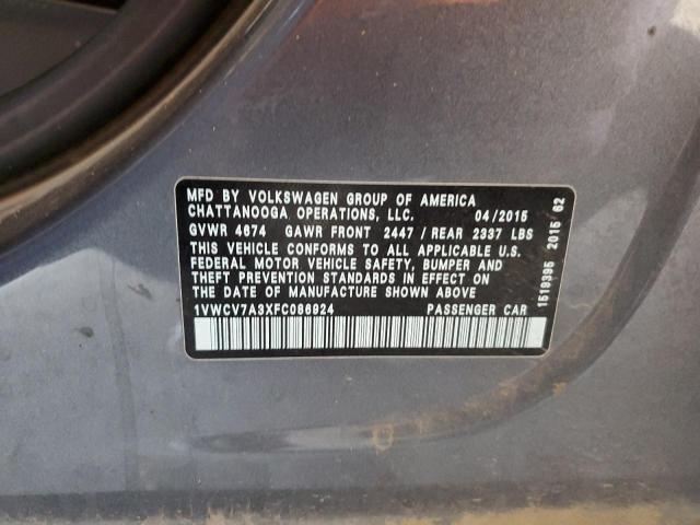 2015 VOLKSWAGEN PASSAT SEL 1VWCV7A3XFC086924