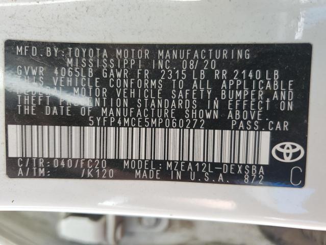 2021 TOYOTA COROLLA SE - 5YFP4MCE5MP060272