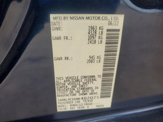 2022 NISSAN ALTIMA SR 1N4BL4CVXNN402025