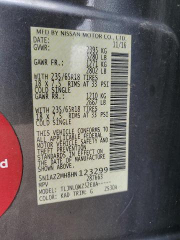 2017 NISSAN MURANO S 5N1AZ2MH8HN123299