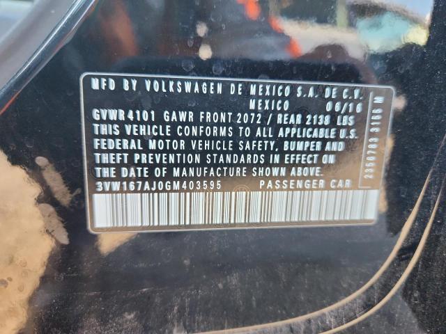 2016 VOLKSWAGEN JETTA S 3VW167AJ0GM403595