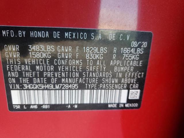 2020 HONDA FIT LX 3HGGK5H49LM728495