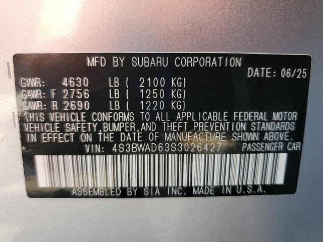 2025 SUBARU LEGACY PREMIUM 4S3BWAD63S3026427