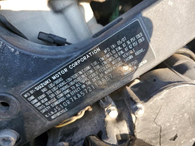 2007 SUZUKI GSX-R750 JS1GR7KA572113857