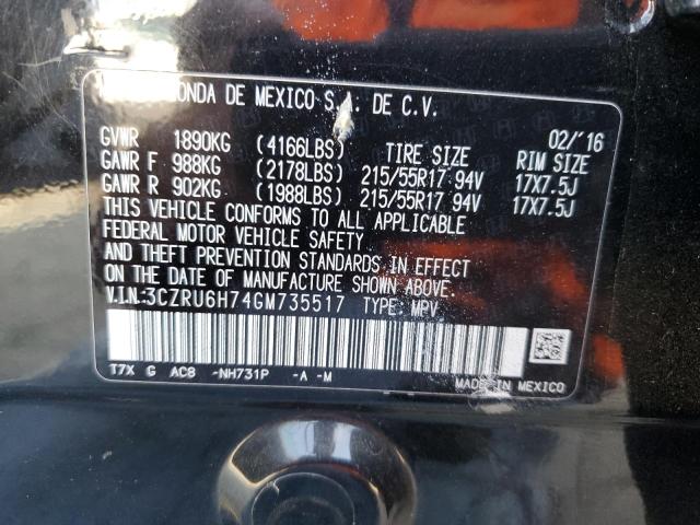 2016 HONDA HR-V EXL 3CZRU6H74GM735517
