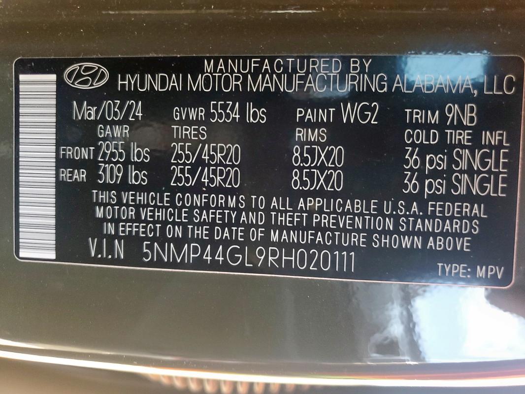 2024 HYUNDAI SANTA FE L 5NMP44GL9RH020111