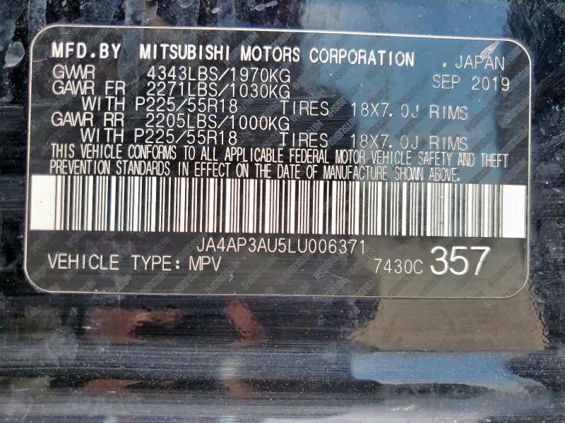 2020 MITSUBISHI OUTLANDER - JA4AP3AU5LU006371