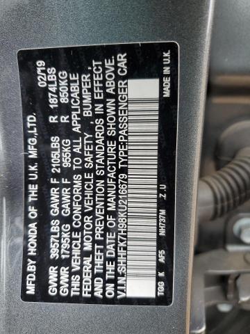 2019 HONDA CIVIC SPOR - SHHFK7H98KU216679