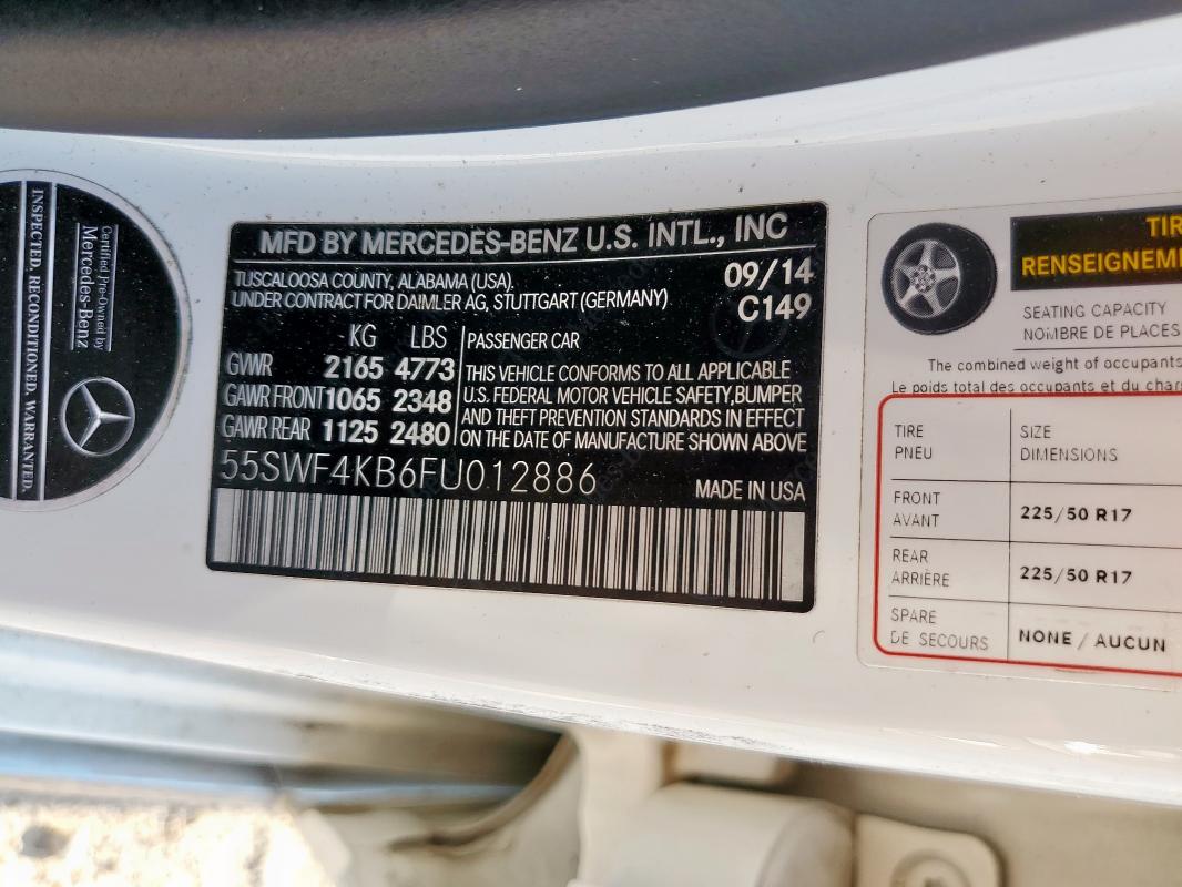 2015 MERCEDES-BENZ C 300 4MAT 55SWF4KB6FU012886