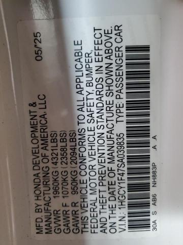 2025 HONDA ACCORD SE 1HGCY1F47SA039835