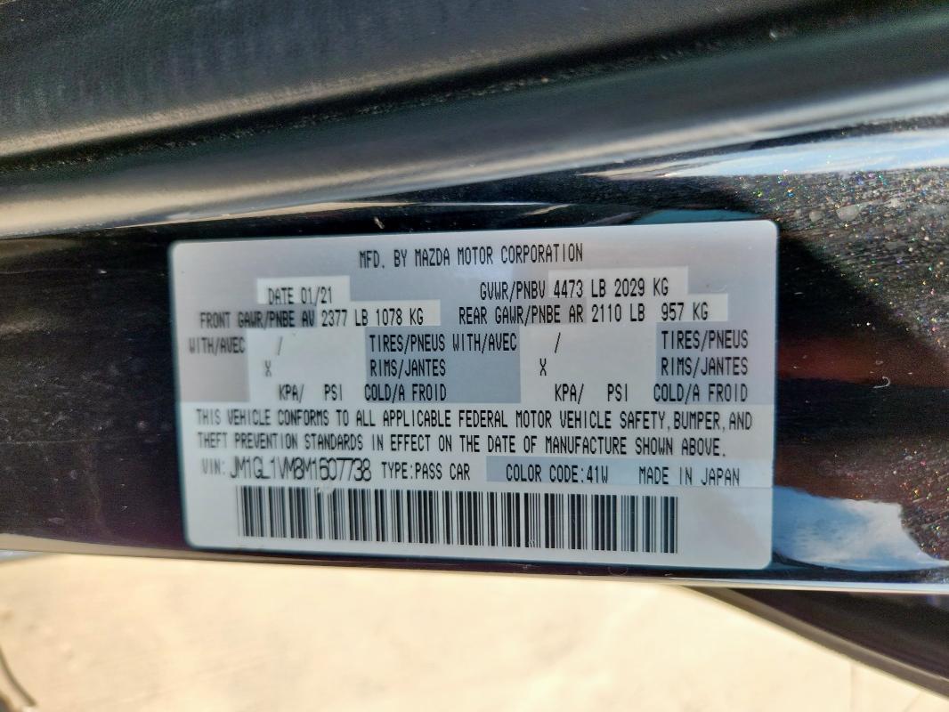 2021 MAZDA 6 TOURING JM1GL1VM8M1607738