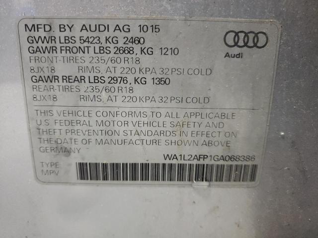2016 AUDI Q5 PREMIUM WA1L2AFP1GA068386