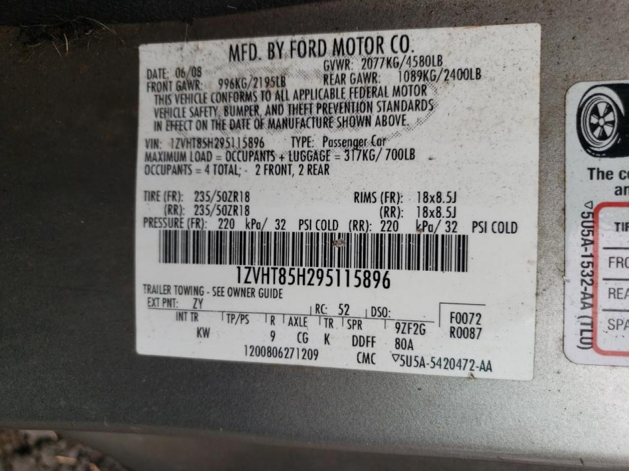 Lot #3262927882 2009 FORD MUSTANG GT