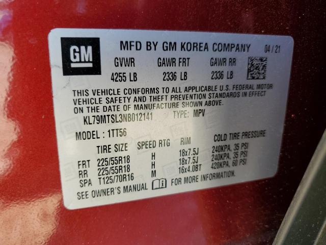 2022 CHEVROLET TRAILBLAZE KL79MTSL3NB012141