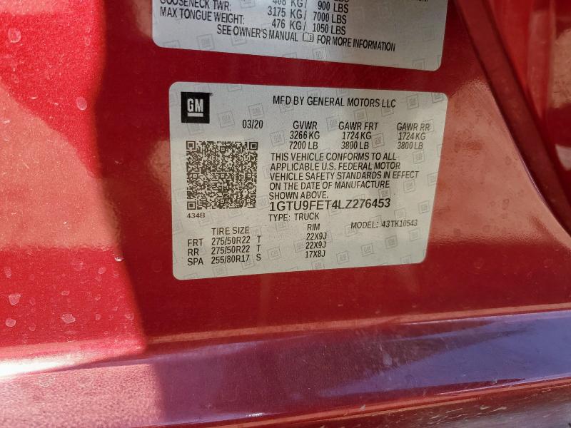 2020 GMC SIERRA K15 1GTU9FET4LZ276453