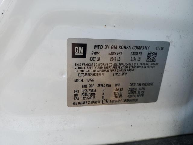 2017 CHEVROLET TRAX 1LT KL7CJPSB3HB057579