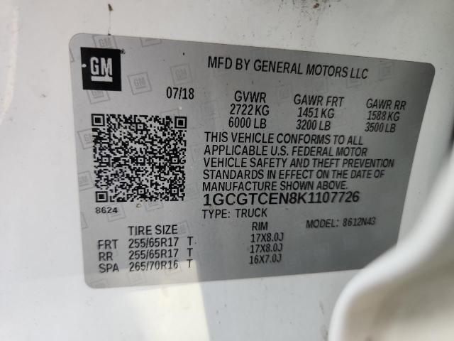 2019 CHEVROLET COLORADO L 1GCGTCEN8K1107726