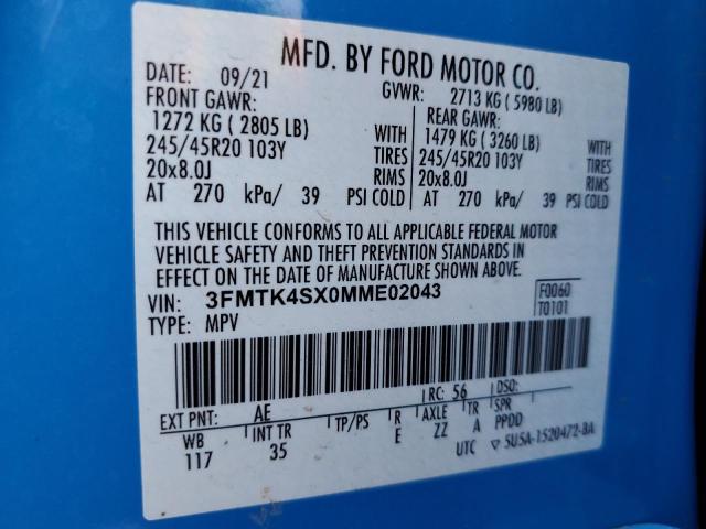 2021 FORD MUSTANG MA 3FMTK4SX0MME02043