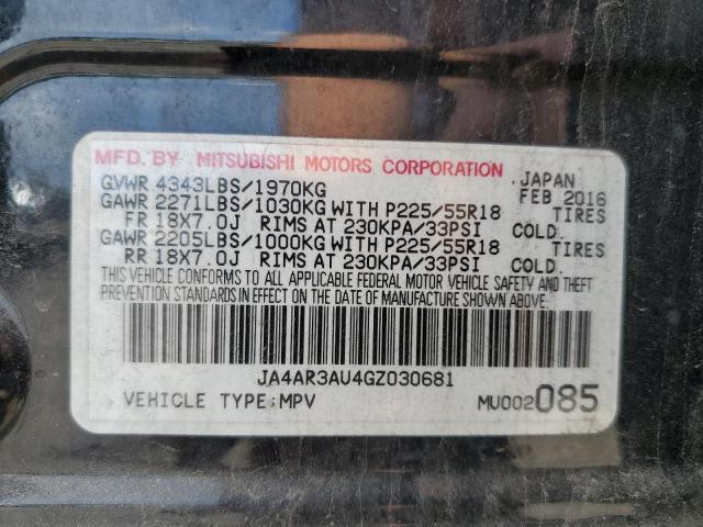 2016 MITSUBISHI OUTLANDER JA4AR3AU4GZ030681