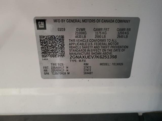 2019 CHEVROLET EQUINOX LT 2GNAXUEV7K6251398